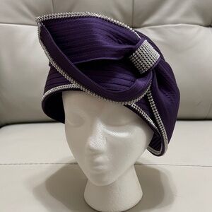 Chic Women's Purple Hat with Silver Detailing